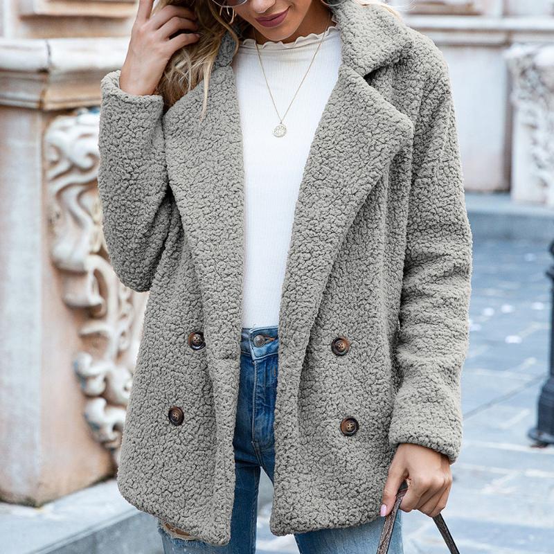 Loose Lapel Fluffy Coat Cardigan For Women