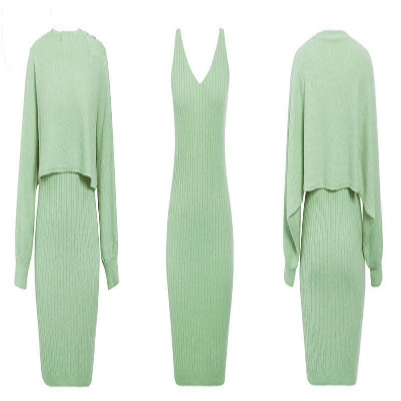 Knitted Dress Suit Fashion Solid Color Pullover Women's Clothing