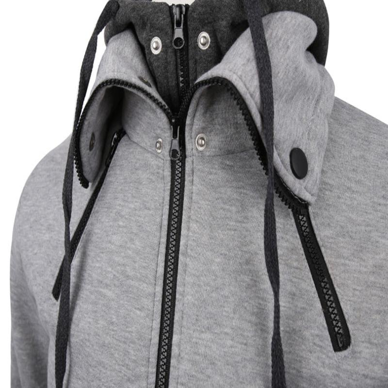 Men Hooded Fake Two Piece Sports Cardigan Slim