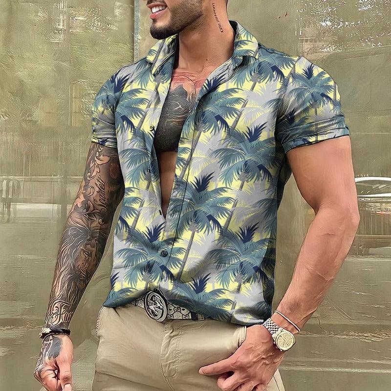 Hawaii Short Sleeve Summer Beach Men Shirt - Glooosy Store