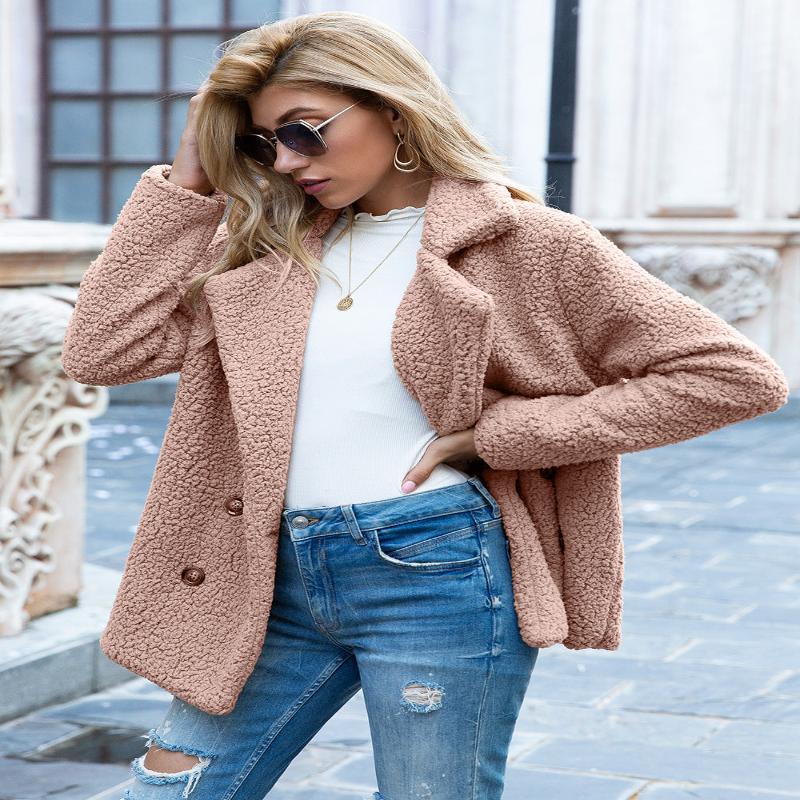 Loose Lapel Fluffy Coat Cardigan For Women