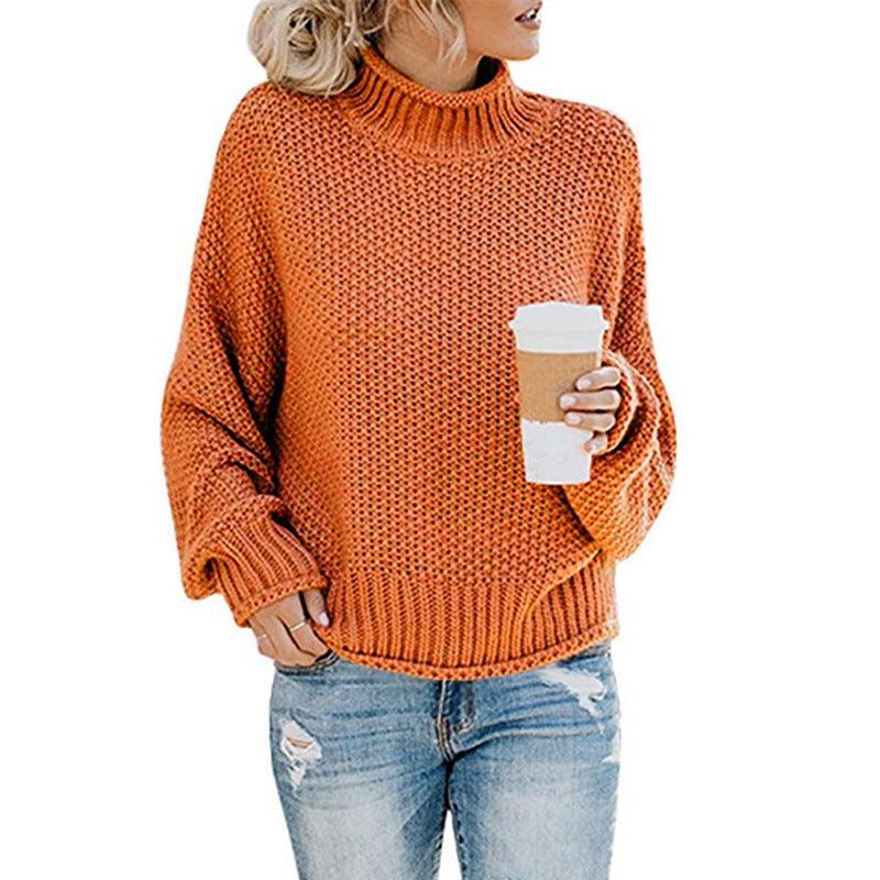 Women Thick Thread Turtleneck Knitted Pullover - Glooosy Store