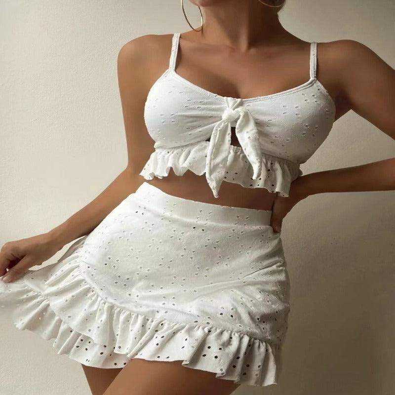 3pcs Beach Bikini With Skirt Fashion Ruffle Design - Glooosy Store