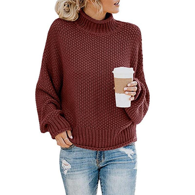 Women Thick Thread Turtleneck Knitted Pullover - Glooosy Store