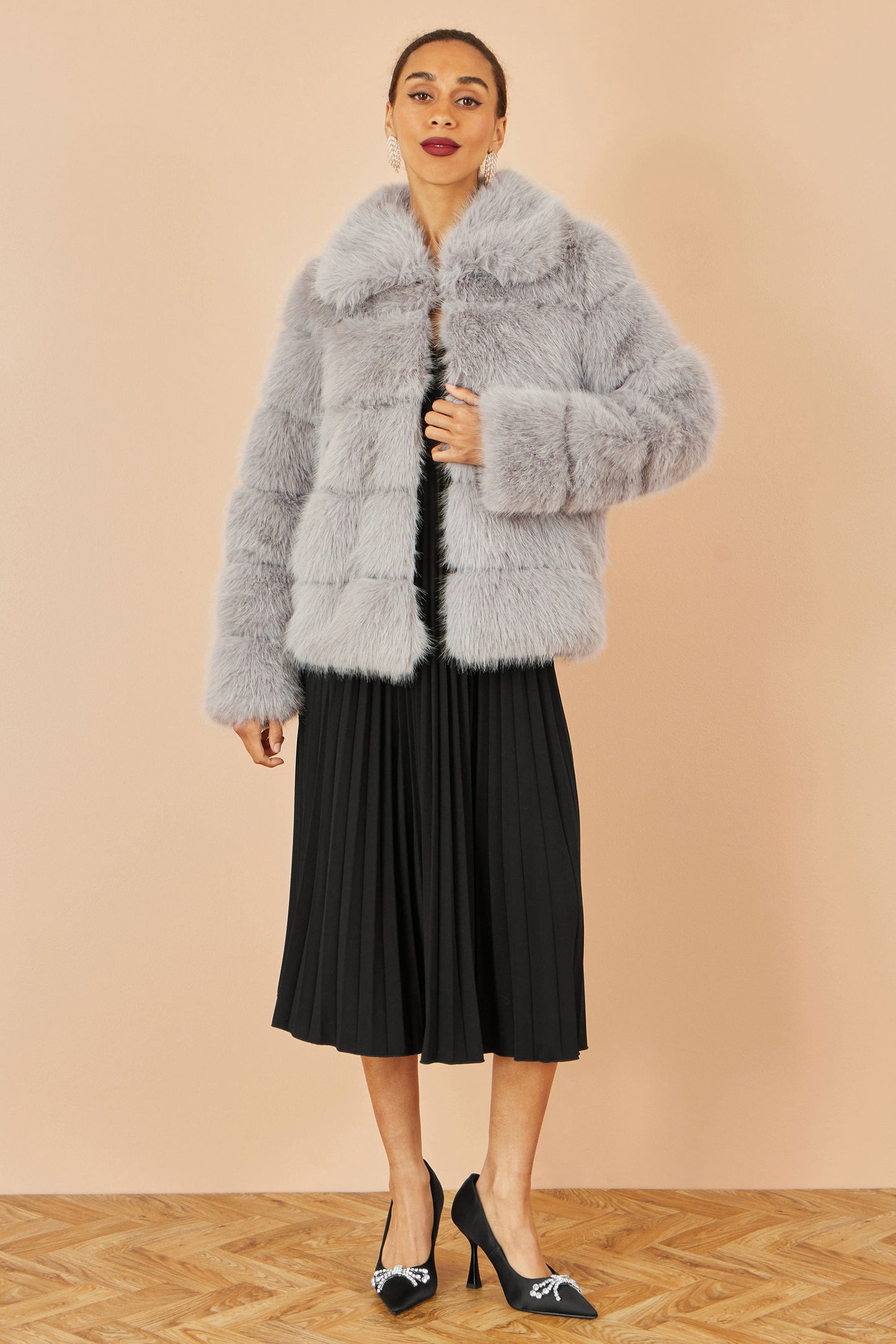 Grey Luxe Faux Fur Coat
