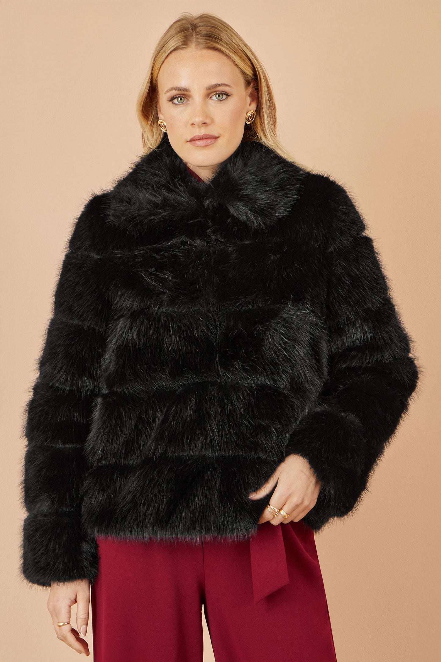 Black Luxe Faux Fur Coat