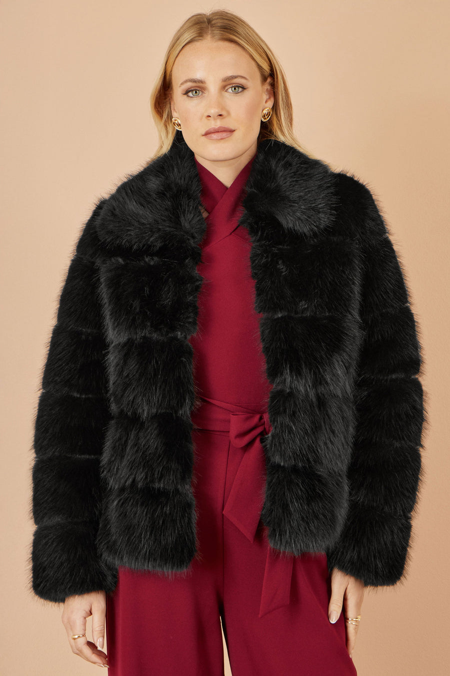 Black Luxe Faux Fur Coat