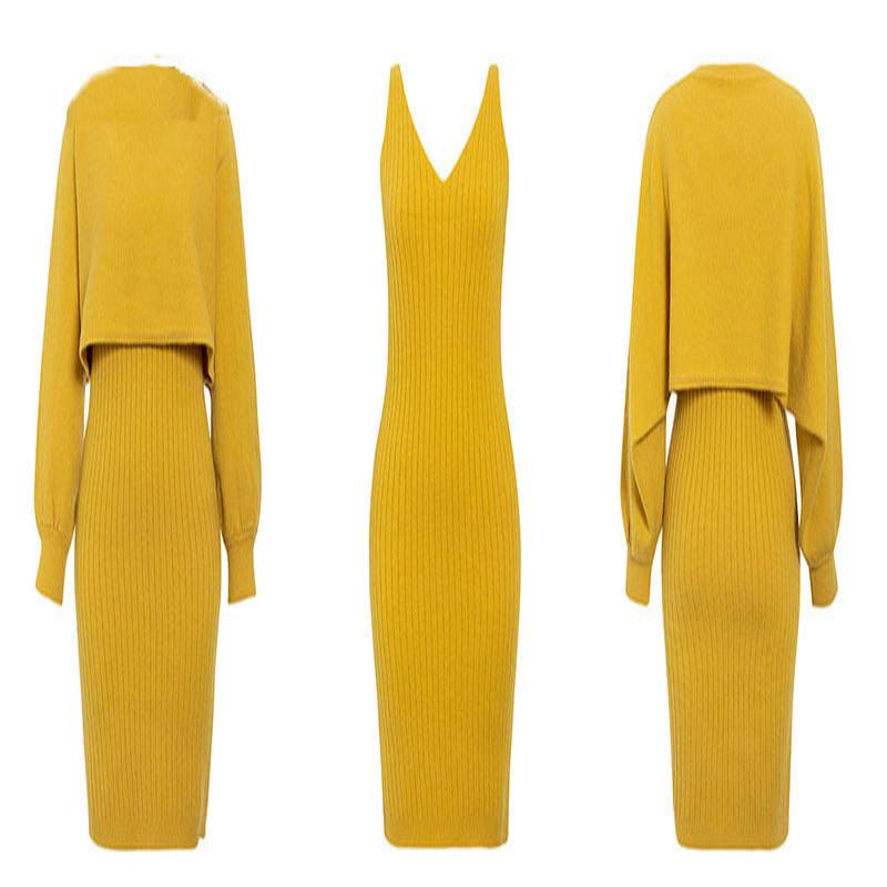 Knitted Dress Suit Fashion Solid Color Pullover Women's Clothing