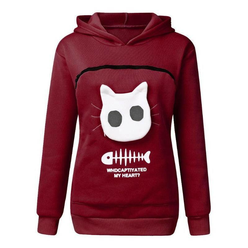 Cat Lovers Pocket Carrier Hoodie Sweatshirt - Glooosy Store