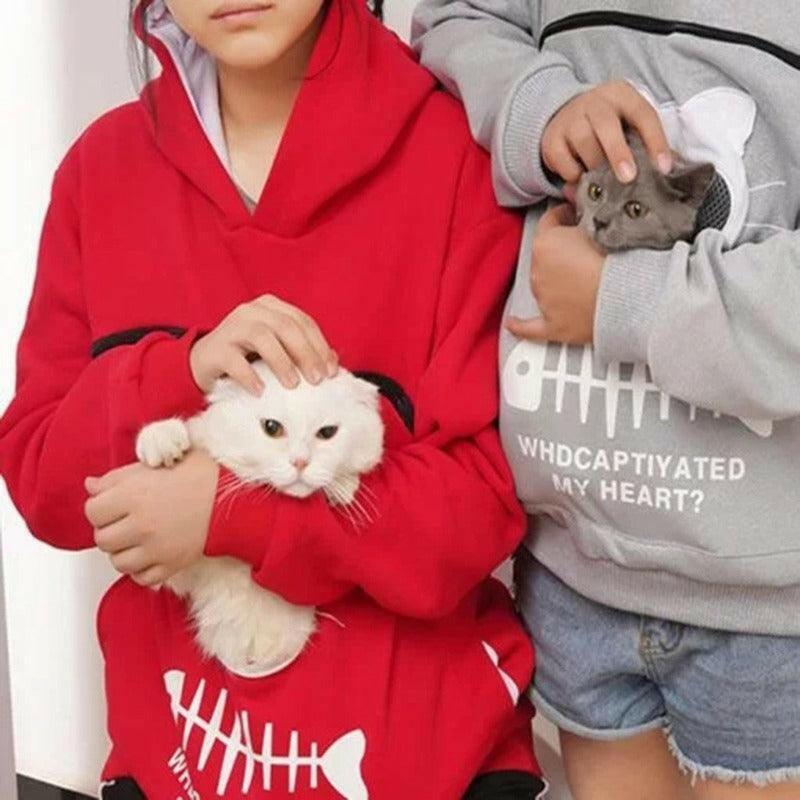 Cat Lovers Pocket Carrier Hoodie Sweatshirt - Glooosy Store