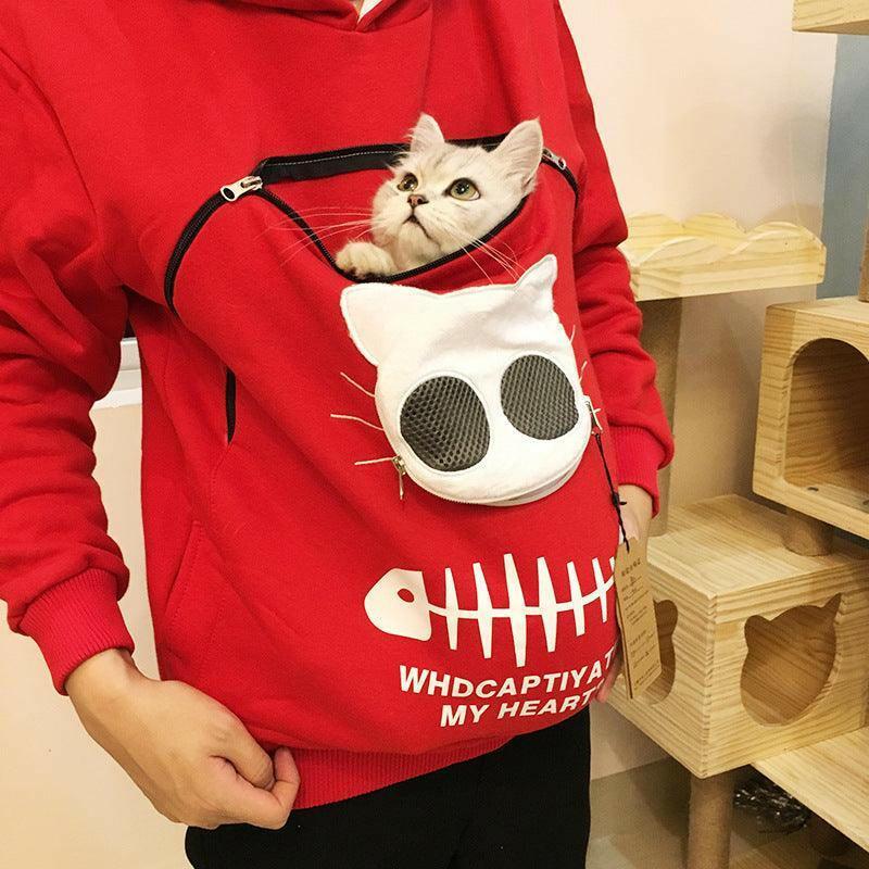 Cat Lovers Pocket Carrier Hoodie Sweatshirt - Glooosy Store