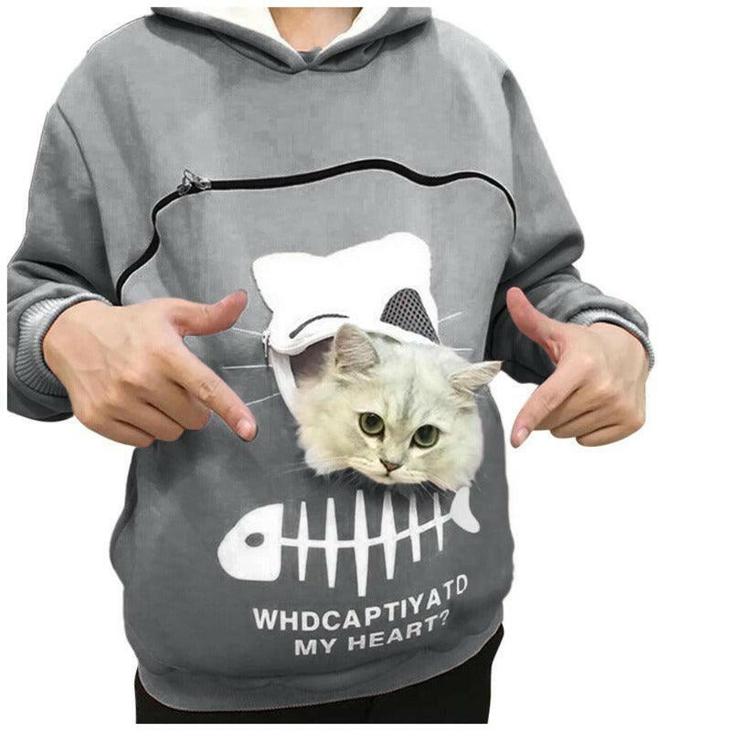 Cat Lovers Pocket Carrier Hoodie Sweatshirt - Glooosy Store