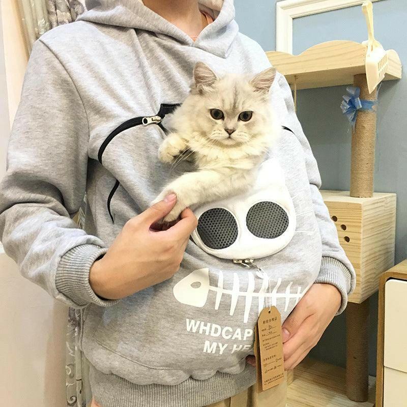 Cat Lovers Pocket Carrier Hoodie Sweatshirt - Glooosy Store