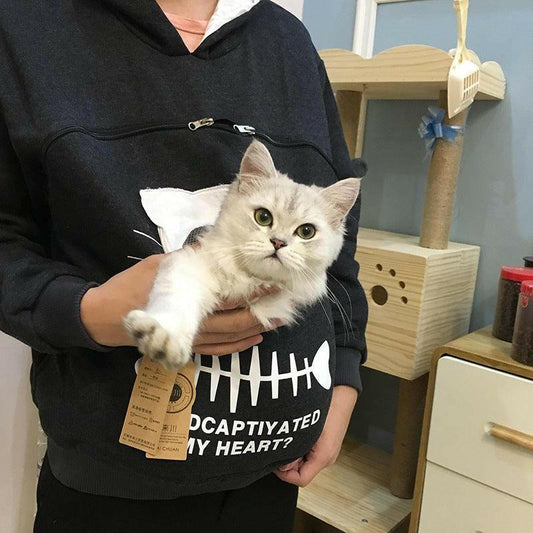 Cat Lovers Pocket Carrier Hoodie Sweatshirt - Glooosy Store