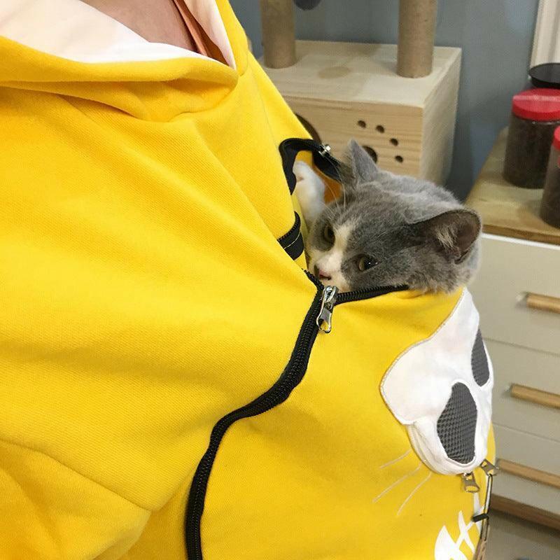 Cat Lovers Pocket Carrier Hoodie Sweatshirt - Glooosy Store