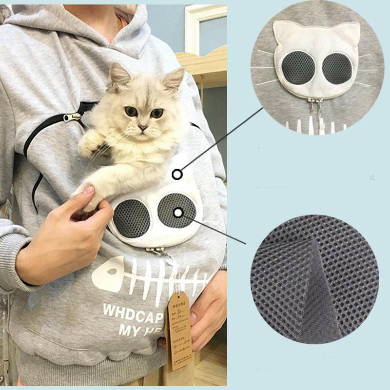 Cat Lovers Pocket Carrier Hoodie Sweatshirt - Glooosy Store
