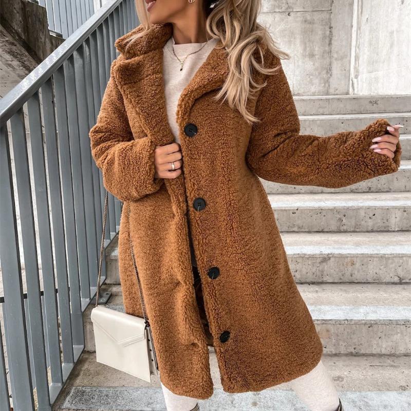 Women's Teddy Bear Plush Fluffy Long Coat