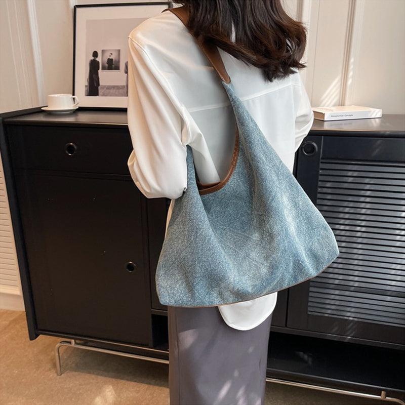 Women's denim shopping tote