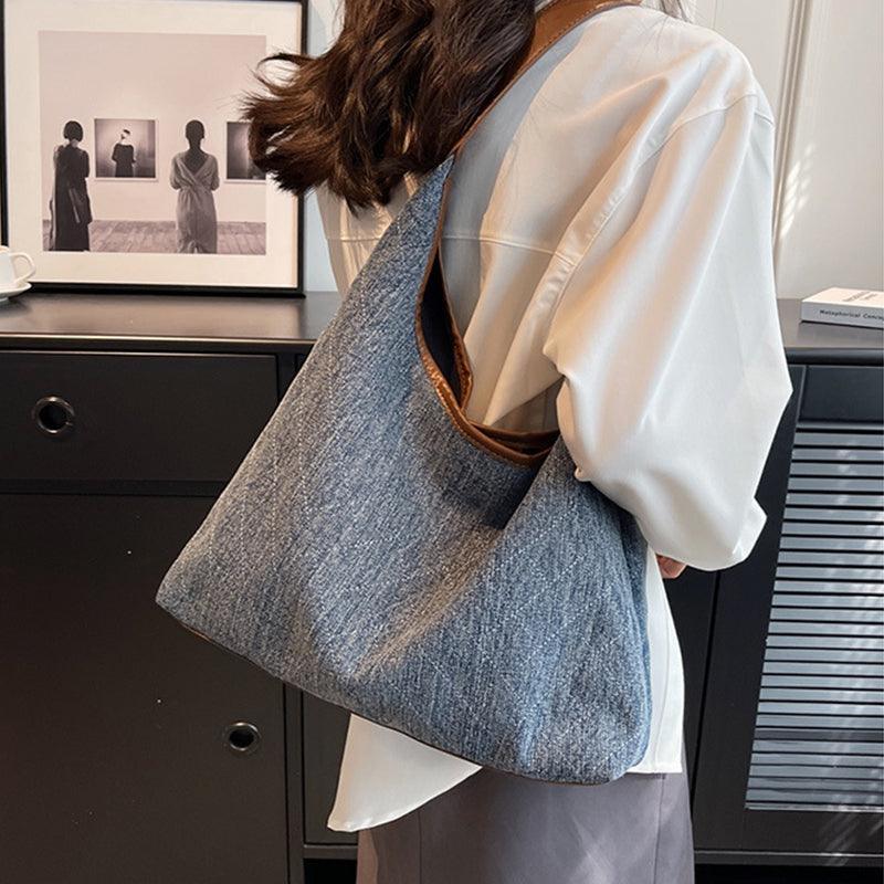 Women's denim shopping tote