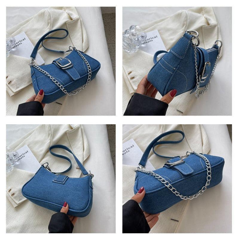 Small denim shoulder handbag