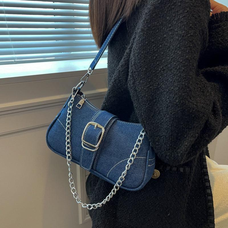 Small denim shoulder handbag