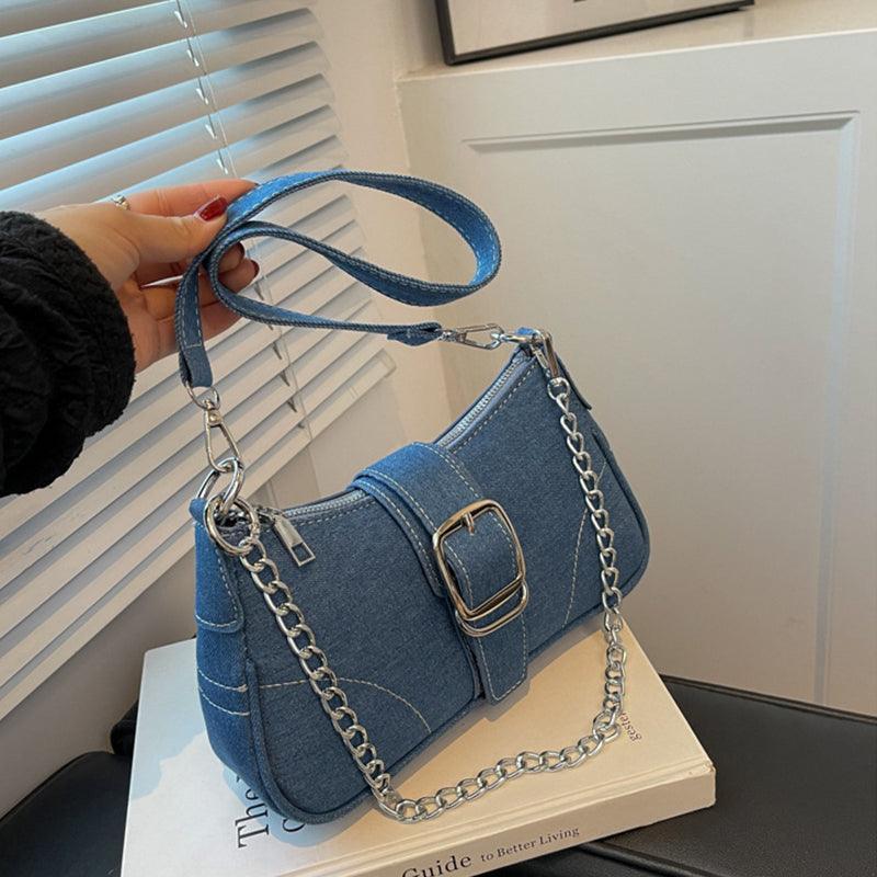 Small denim shoulder handbag