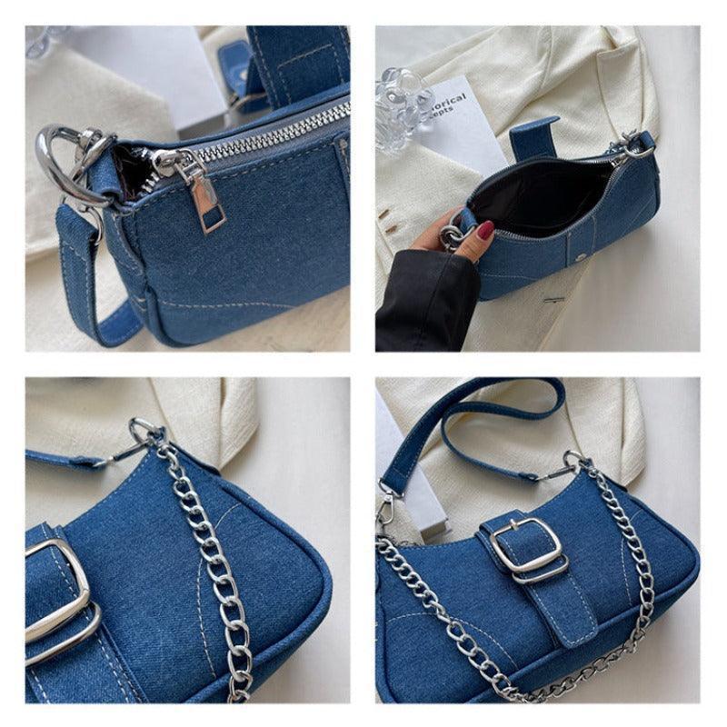 Small denim shoulder handbag