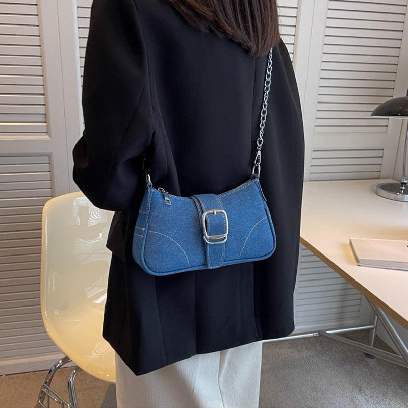 Small denim shoulder handbag