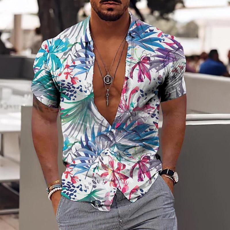 Hawaii Short Sleeve Summer Beach Men Shirt - Glooosy Store