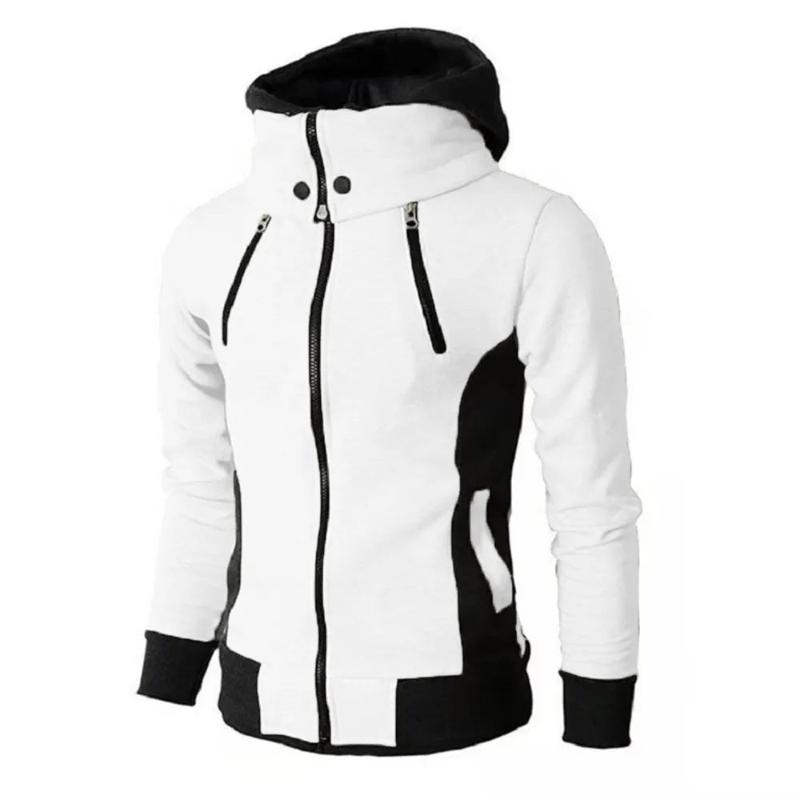 Men Hooded Fake Two Piece Sports Cardigan Slim