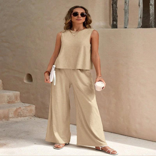 Elegant Spring Summer Women's Two Pieces Full Trousers Outfit - Glooosy Store