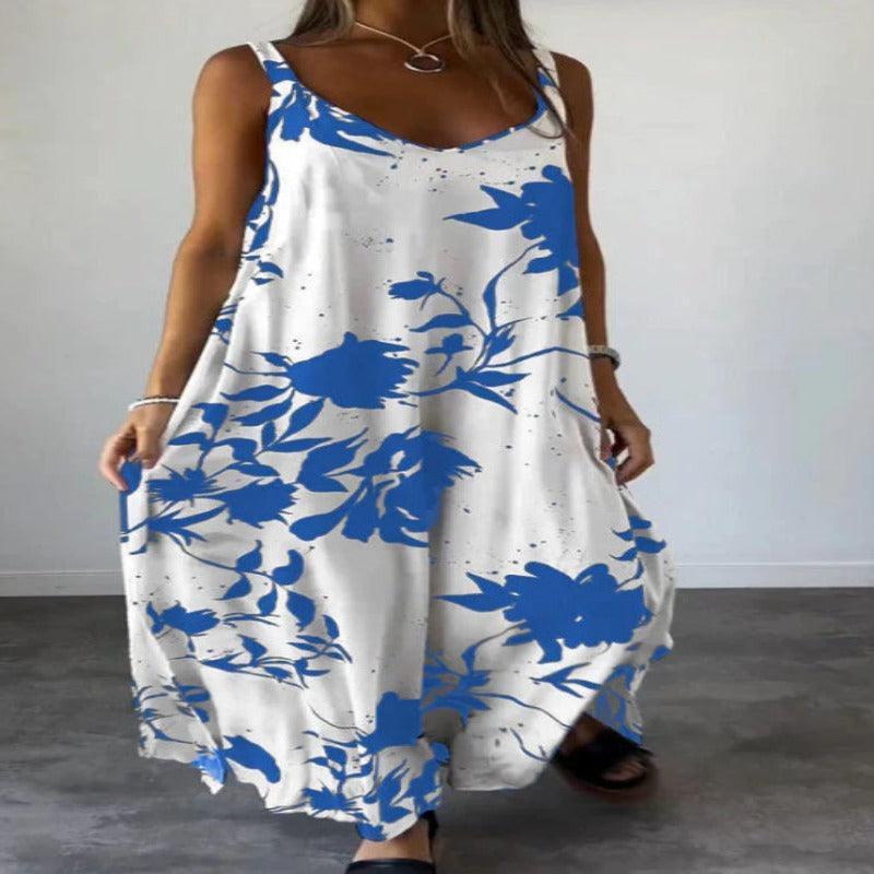 Women's printed backless summer dress