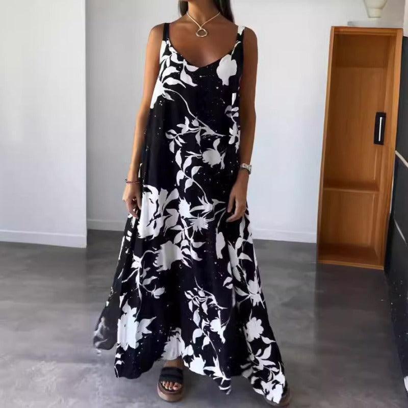 Women's printed backless summer dress