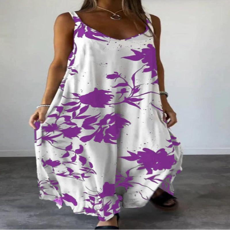 Women's printed backless summer dress
