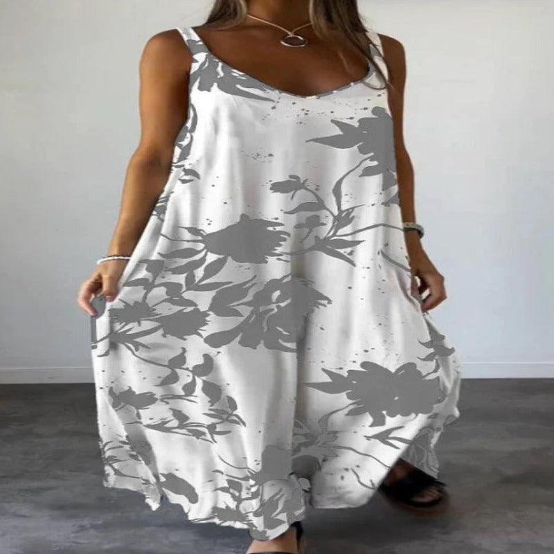 Women's printed backless summer dress
