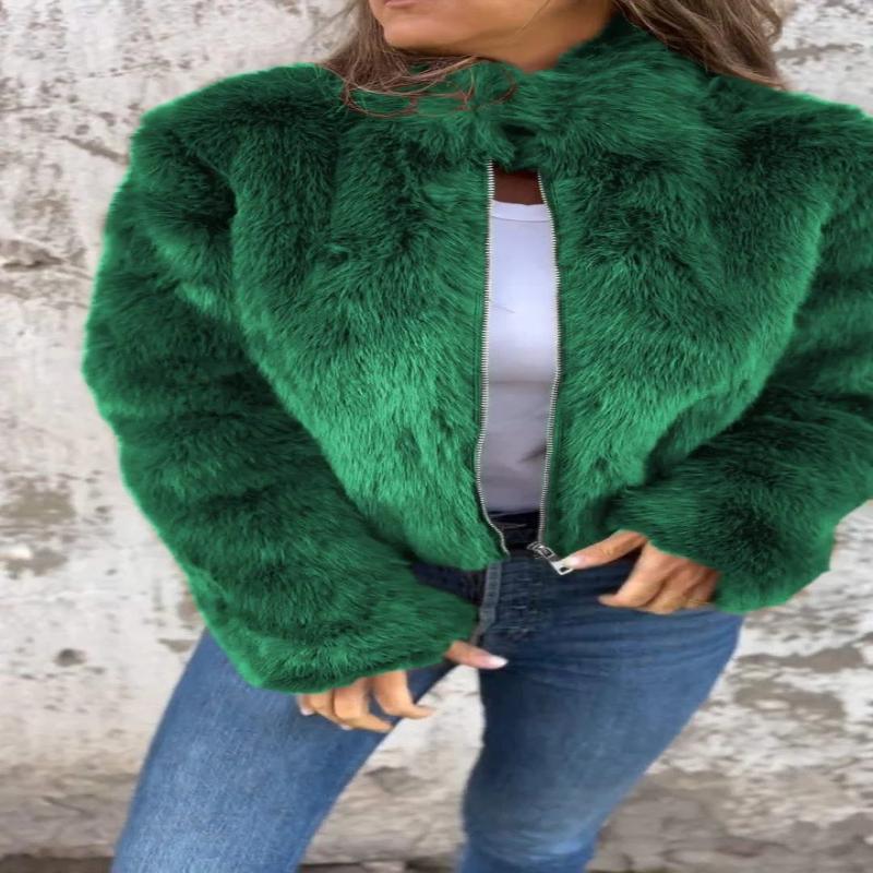 Faux Fur Fashion Stand Collar Plush Soft Jacket