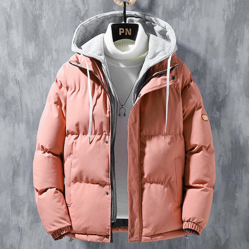 Fashion Hooded Winter Windproof Fake Two-Piece Jacket - Glooosy Store