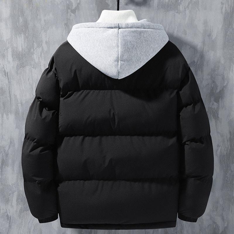 Fashion Hooded Winter Windproof Fake Two-Piece Jacket - Glooosy Store