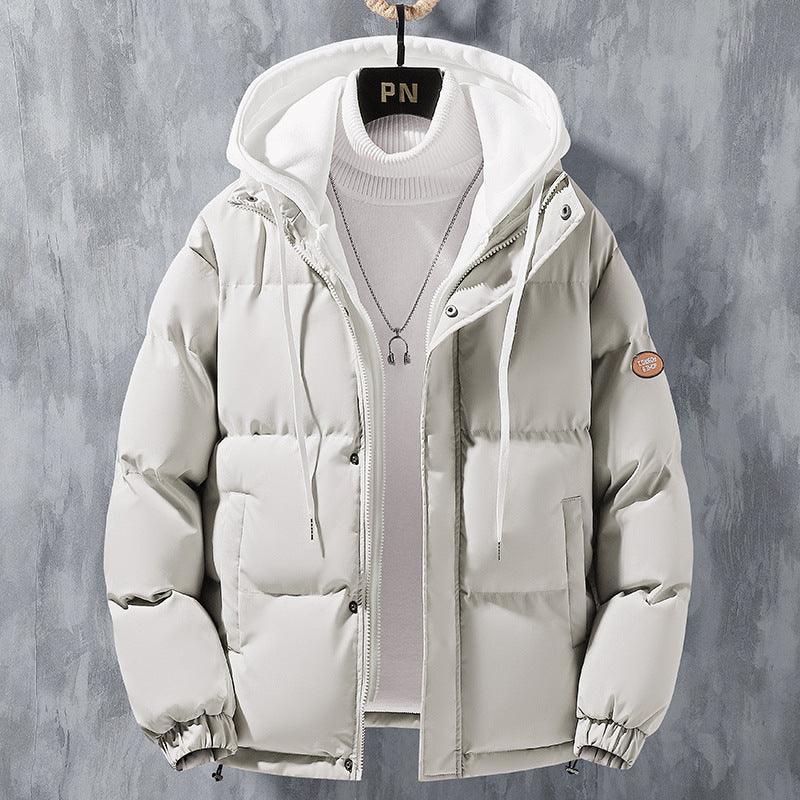 Fashion Hooded Winter Windproof Fake Two-Piece Jacket - Glooosy Store
