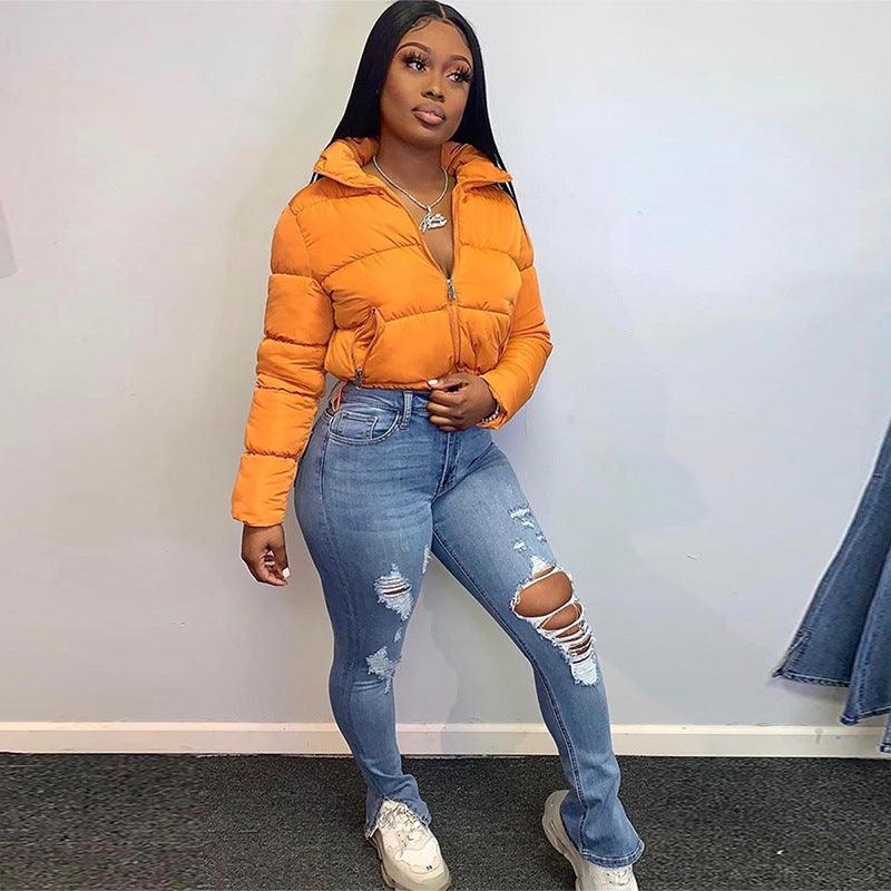 Women's short padded winter jacket
