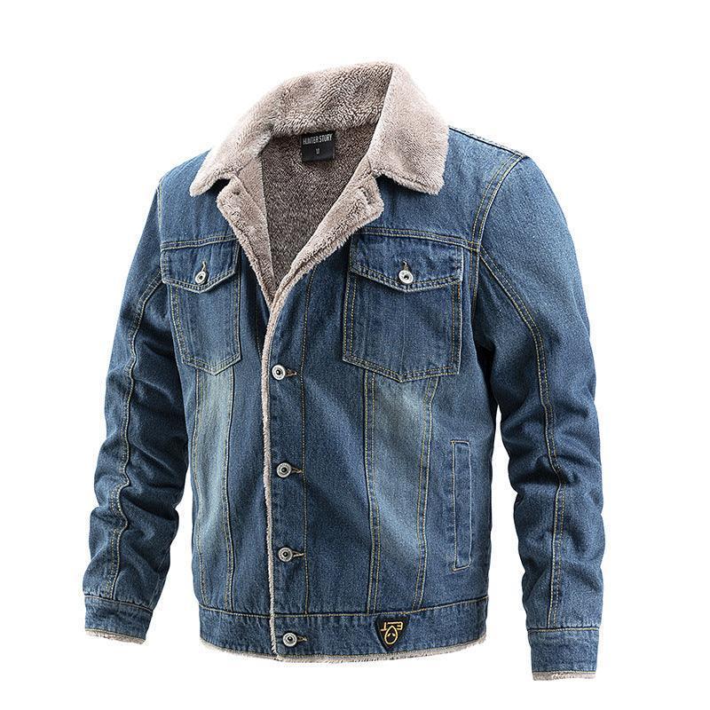 Fleeced Denim Winter Jacket Men - Glooosy Store