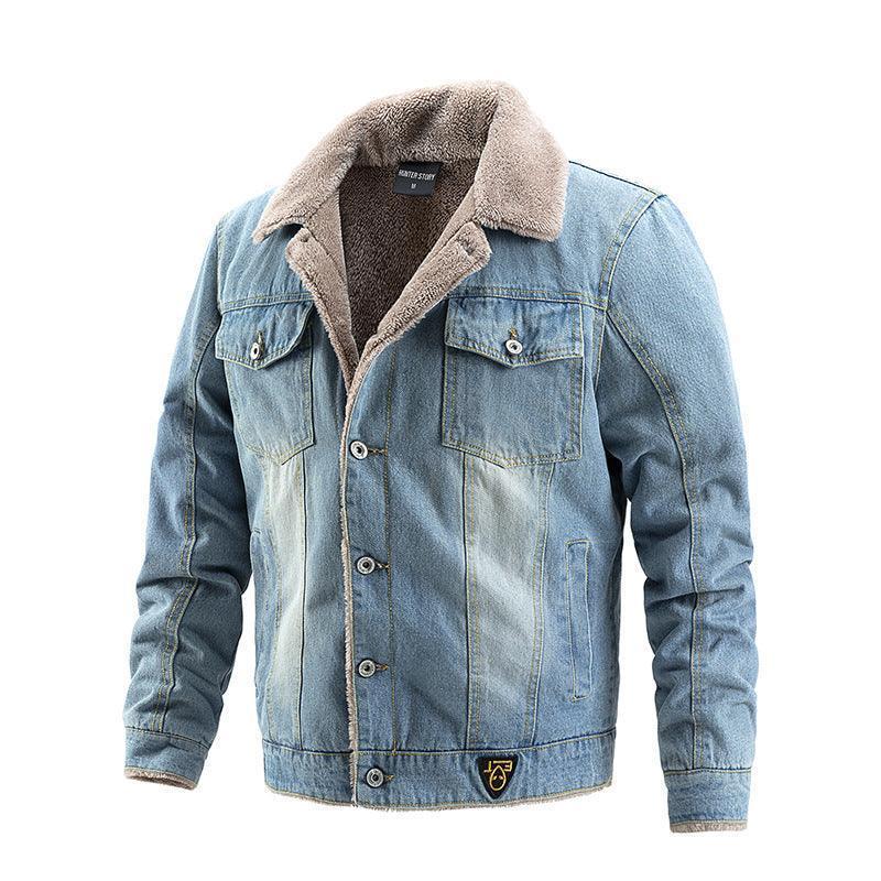 Fleeced Denim Winter Jacket Men - Glooosy Store