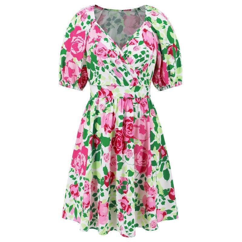 Women's floral print summer mini dress
