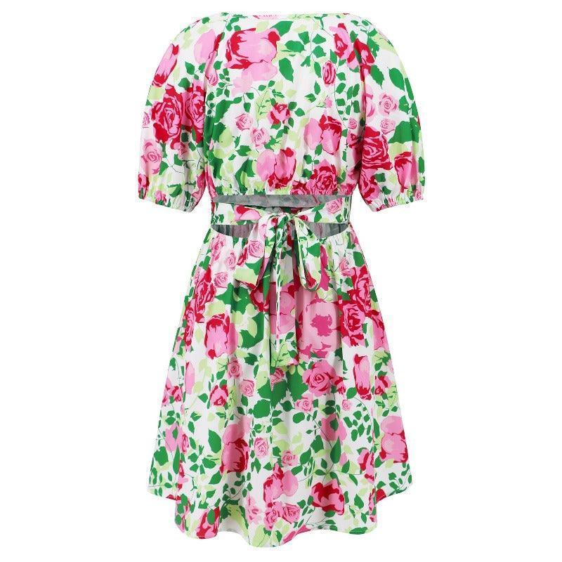 Women's floral print summer mini dress