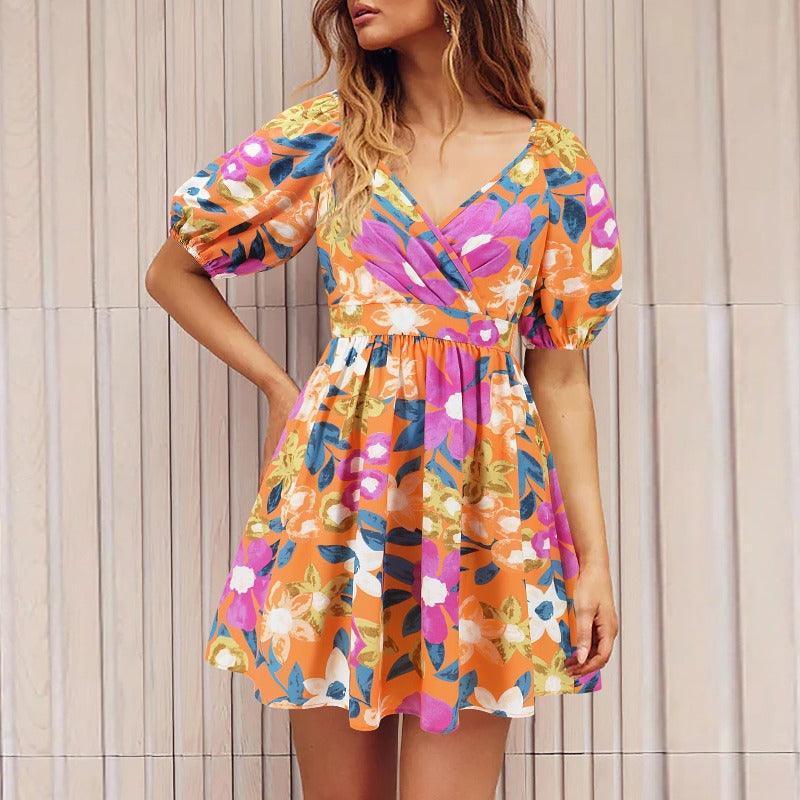 Women's floral print summer mini dress