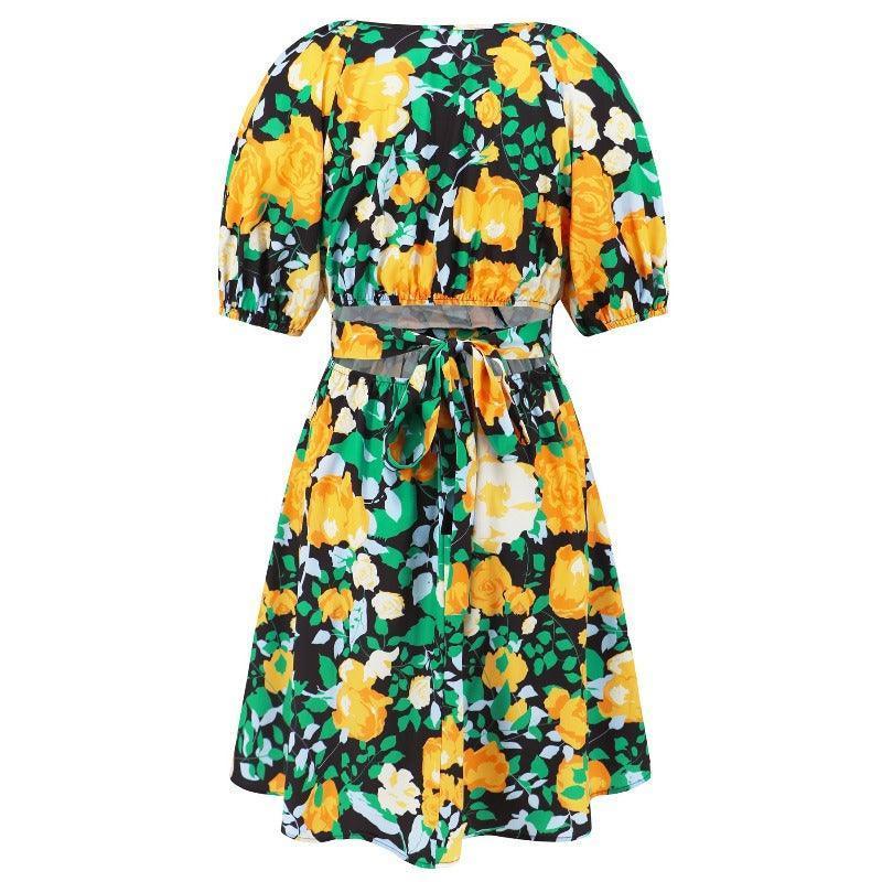 Women's floral print summer mini dress