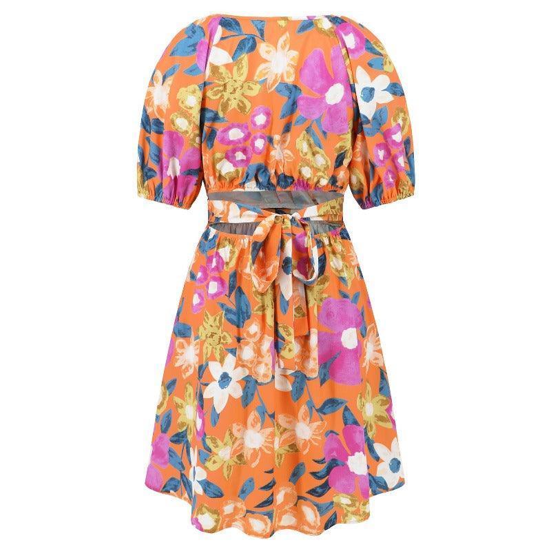 Women's floral print summer mini dress