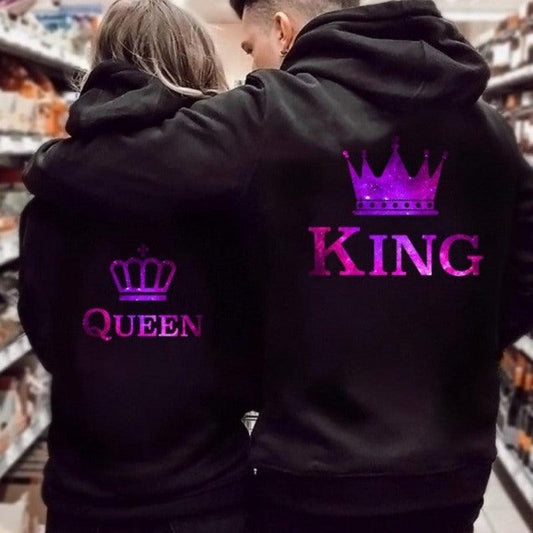 King and Queen Printed Couple Hoodies - Glooosy Store