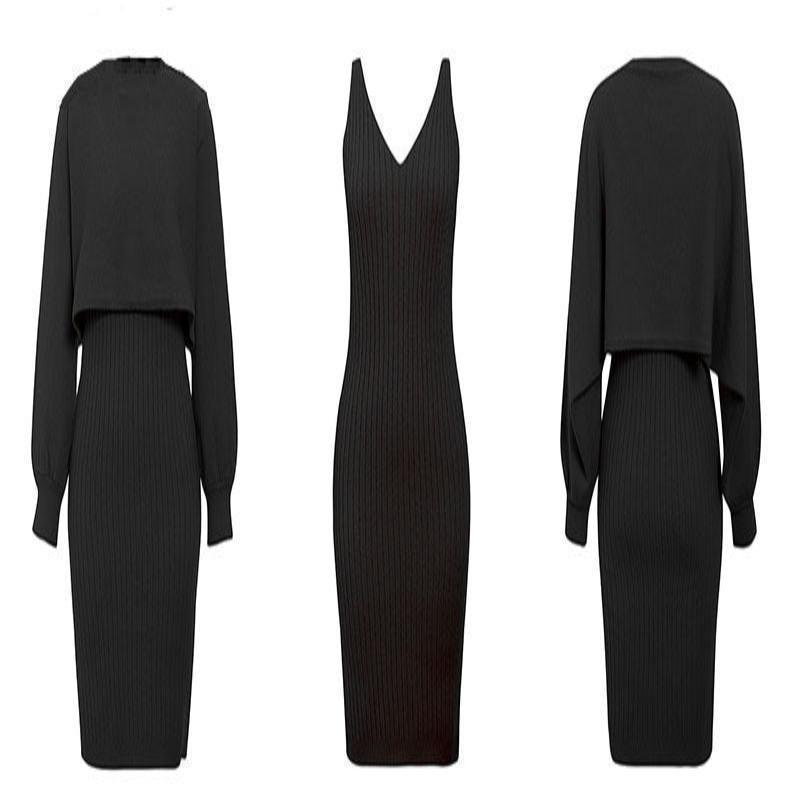 Women's two-piece sweater dress outfit
