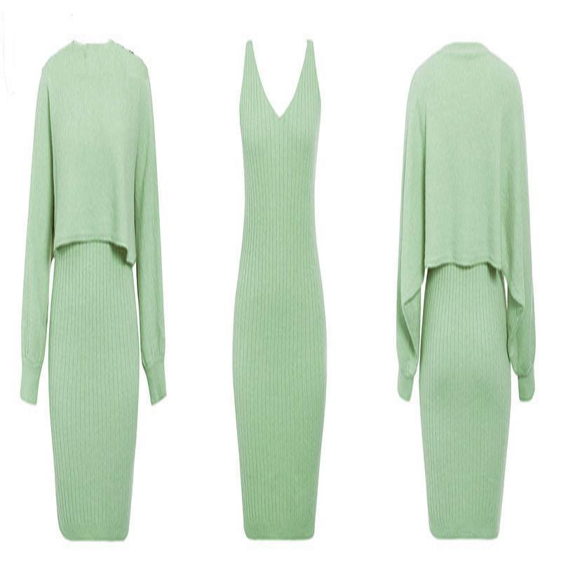 Women's two-piece sweater dress outfit